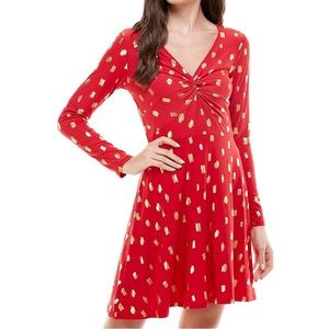 Planet Gold Womens Metallic Mini Fit & Flare Dress. Size L